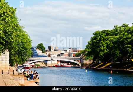 River Ouse e Lendal Bridge, York, Inghilterra Foto Stock