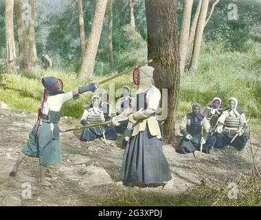 Fotografia giapponese d'epoca di Kendo. Foto Stock