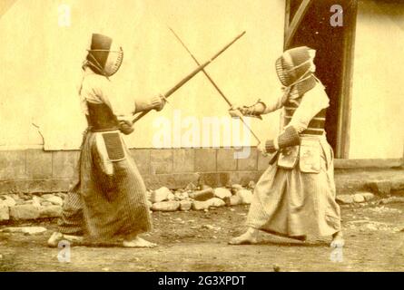 Fotografia giapponese d'epoca di Kendo. Foto Stock