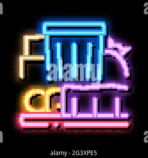 i senzatetto che dormono vicino ai rifiuti possono illuminare l'icona a neon Illustrazione Vettoriale