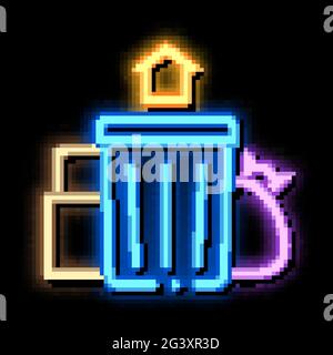 immagine dell'icona di bagliore al neon nel cestino Illustrazione Vettoriale