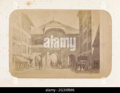 Produzione fotografica (presumibilmente) di un disegno che rappresenta la Porte de Rive a Ginevra. Parte dell'album di viaggio con le attrazioni nelle Alpi svizzere. Foto Stock