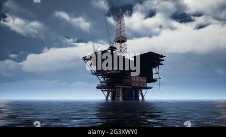 Piattaforma di perforazione per piattaforme petrolifere offshore di grandi dimensioni nell'Oceano Pacifico Foto Stock