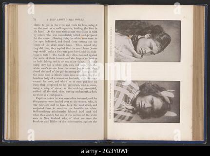 Maori Donna, sposata; Maori Donne, Nuova Zelanda. A sinistra una donna in vista laterale, a destra una donna in vista frontale. Foto Stock