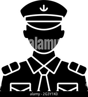Icona glifo nero del capo ufficiale maschile Illustrazione Vettoriale