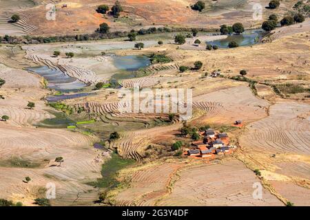 Valle di Tsaranoro, Highlands, Madagascar meridionale, Africa Foto Stock