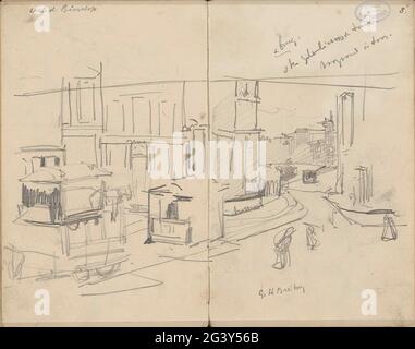 Beursstraat dal caffè De Bisschop; Dam ad Amsterdam, visto dal caffè Bisschop. Pagina 15 e pagina 16 da un libro di schizzo con 14 fogli. Foto Stock