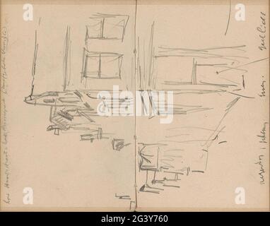 Vista all'angolo tra Haarlemmerstraat e il Korte Prinsengracht ad Amsterdam. Vista all'angolo tra Haarlemmerstraat e il Korte Prinsengracht ad Amsterdam. Pagina 37 e pagina 38 da un libro di schizzi con 46 fogli prodotti ad Amsterdam e Haarlem. Foto Stock