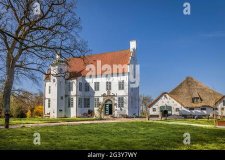 Hoyerswort casa padronale a Oldenswort, North Friesland, Schleswig-Holstein Foto Stock