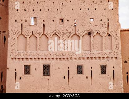 Kasbah Taourirt, Vista dettagliata, Ouarzazate, Regione di Draa-Tafilalet, Marocco Foto Stock