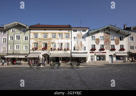 Historic Market Street, Bad Toelz, Baviera, Germania, Europa Foto Stock