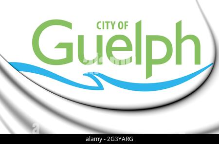 Emblema 3D di Guelph (Ontario), Canada. Illustrazione 3D. Foto Stock