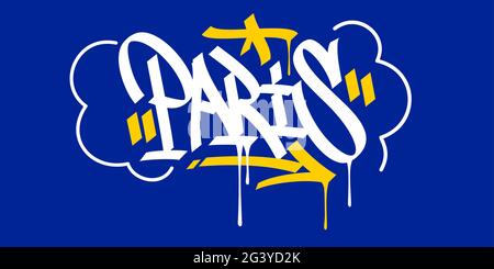 Paris Abstract Hip Hop Urban mano scritta Graffiti stile Vector Illustrazione Calligraphy Arte Illustrazione Vettoriale