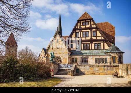 Lutero Cappella e Fürstenbau nel cortile interno di veste Coburg, Coburg, alta Franconia, Baviera, Germania Foto Stock