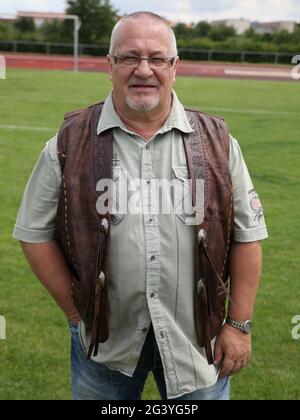 Il giocatore nazionale di calcio della GDR e la leggenda Wolfgang Steinbach 1° FC Magdeburg Foto Stock