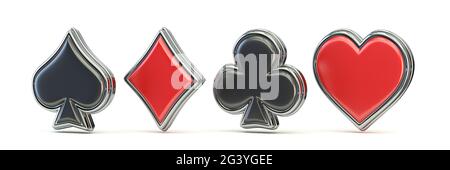 Spade, Heart, Diamond e Club 3D Foto Stock