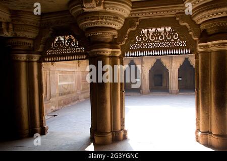 Corridoio interno al Forte Gwalior Foto Stock