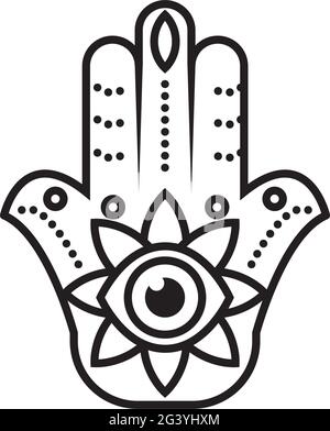 linea sottile hamsa Illustrazione Vettoriale