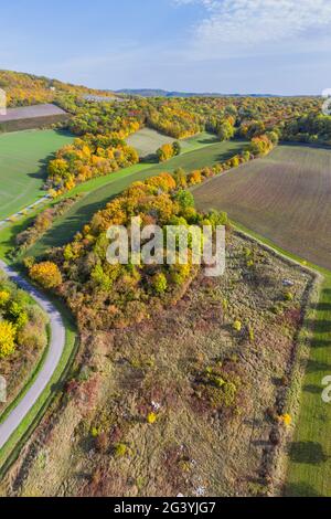 Vista della caldaia vicino a Possenheim, Markt Einersheim, Iphofen, Kitzingen, bassa Franconia, Franconia, Baviera, Germania, Europa Foto Stock