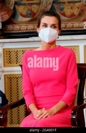 Madrid, Spagna. 18 Giugno 2021. LA REGINA LETIZIA di Spagna partecipa al Premio consegna 'Ordine del merito civile' al Palazzo reale di Madrid, Spagna. Credit: Jack Abuin/ZUMA Wire/Alamy Live News Foto Stock