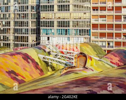 Mercat de Santa Caterina Roof, mercato del cibo fresco, vista dettagliata, Barcellona, Catalogna, Spagna Foto Stock