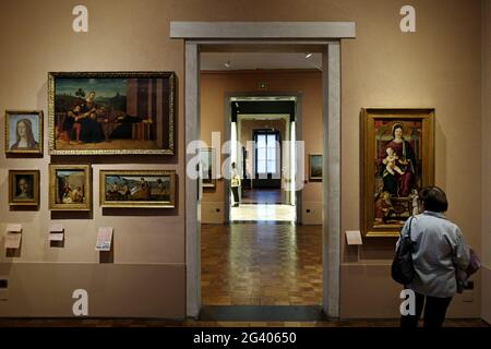 Collezione d'arte esposta presso la casa museo Poldi Pezzoli, sul palazzo storico, nel centro di Milano. Foto Stock