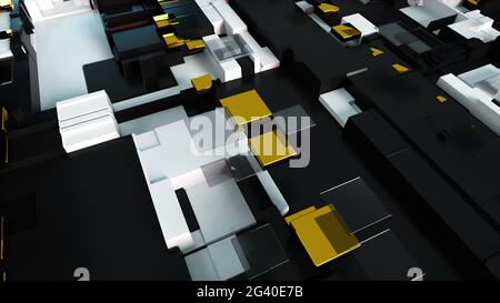 sfondo della tecnologia di rendering 3d. Superficie astratta complicata, generata dal computer Foto Stock