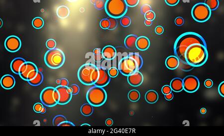 Sfere colorate e ictus, generati dal computer. rendering 3d di sfondo astratto da particelle rotonde Foto Stock
