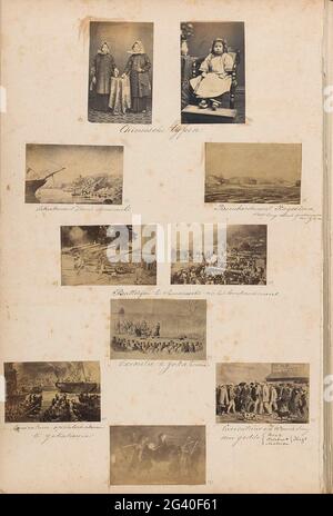 Produzione fotografica (presumibilmente) di un disegno che rappresenta lo sbarco delle truppe occidentali durante il bombardamento di Shimonoseki (1863-1864). Parte dell'album fotografico di Robert Daniel Crommelin (1841-1907). Foto Stock