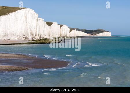 Le bianche scogliere di gesso delle sette Sorelle in Sussex Foto Stock