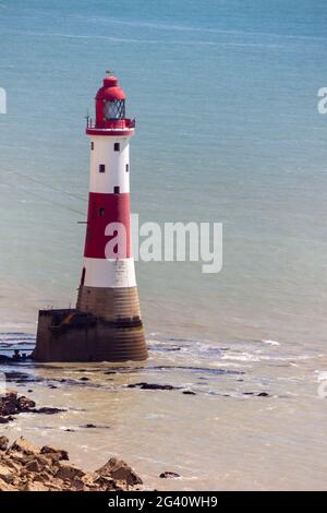 Testa BEACHEY, SUSSEX/UK - 11 maggio : il faro di Capo Beachey nel Sussex su 11 Maggio 2011 Foto Stock