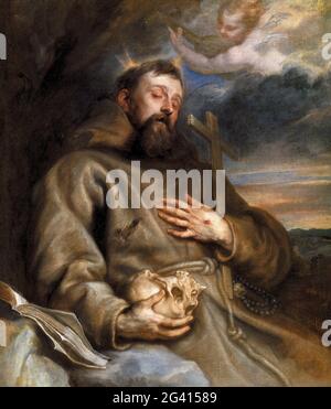 San Francesco d'Assisi in Ecstasy di Sir Anthony van Dyck (1599-1641), olio su tela, 1627-32 Foto Stock