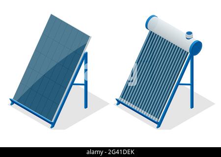 Isometrica Home energia solare Equipment Isometrica icona. Fonti di energia rinnovabili. Backup Power Energy Storage System isolato su sfondo bianco. Illustrazione Vettoriale