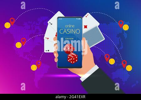 Casinò di Poker online. Concetto di Casino Online. Banner di marketing online Big Slots Casino, applicazioni di gioco. Illustrazione Vettoriale