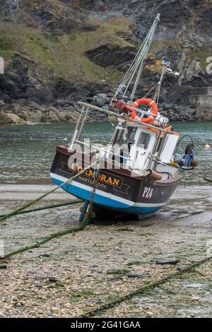 Barca da pesca in Port Isaac Cornovaglia Foto Stock