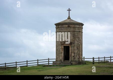 BUDE, CORNOVAGLIA/UK - AGOSTO 15 : Torre Compass sulla cima della scogliera a Bude in Cornovaglia il 15 agosto 2013 Foto Stock