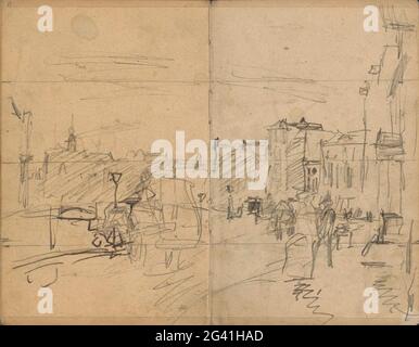 Vista del Rokin ad Amsterdam. Vista del Rokin ad Amsterdam. Pagina 79 e pagina 80 da un libro di schizzi con 46 fogli prodotti ad Amsterdam e Haarlem. Foto Stock