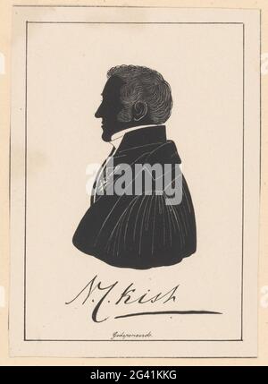 Silhouette ritratto di Nicolaas Christiaan Kist. Ritratto della firma raffigurata. Foto Stock