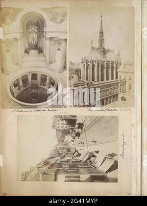 Interno dell'Dôme des Invalides a Parigi con la tomba di elogio di Napoleone i in primo piano; Parigi - le Tombeau de Napoléon Irlandese (Hôtel des Invalides). Parte dell'album di viaggio con foto di siti in Inghilterra e Francia. Foto Stock