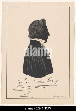 Silhouette ritratto di François Corneille Jean van Goens. Ritratto della firma raffigurata. Foto Stock