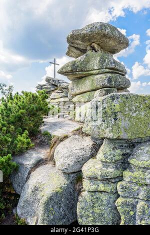 Bayerischer Plöckenstein nella Foresta Bavarese, Baviera, Germania Foto Stock