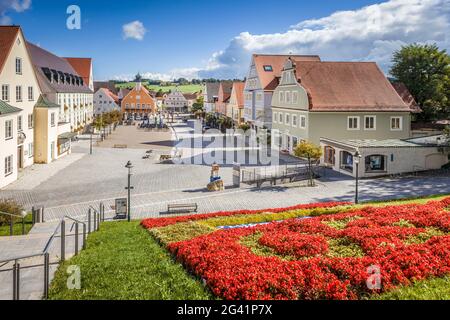 Piazza del mercato di Ottobeuren, Unterallgäu, Allgäu, Baviera, Germania Foto Stock