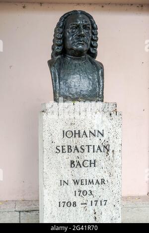 Busto di Johann Sebastian Bach a Weimar Foto Stock