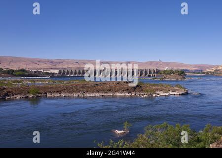 Il Dalles diga sul fiume Columbia Foto Stock