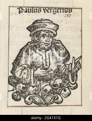 Pietro Paolo Vergerio; Paulus Vergerio; Liber cronicarum. Un sedano di fiori con un uomo in pelliccia. Il testo lo identifica come Pietro Paolo Vergerio. La stampa fa parte di un album. Foto Stock