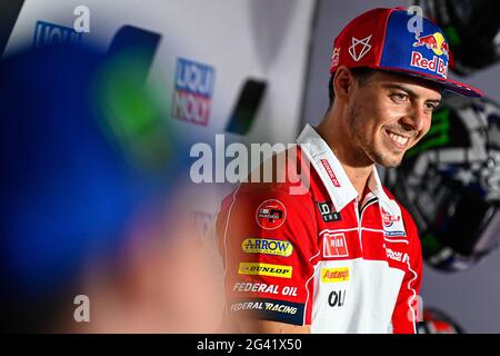 Barcellona, Spagna. 17 Giugno 2021. Conferenza stampa del Gran Premio di Germania del MotoGP Liqui Moly sul circuito Sachsenring di Hohenstein-Ernstthal, Germania, giugno 17, 2021 nella foto: Digia Rueda de prensa del Gran Premio Liqui Moly de MotoGP de Alemania en el circuito de Sachsenring, Hohenstein-Ernstthal, Alemania 17 de Junio de 2021 POOL/ MotoGP.com/Cordon le immagini per la stampa saranno solo per uso editoriale. Credito obbligatorio: © motogp.com credito: CORDON PRESS/Alamy Live News Foto Stock