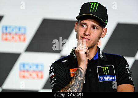 Barcellona, Spagna. 17 Giugno 2021. Conferenza stampa del Gran Premio di Germania del MotoGP Liqui Moly sul circuito Sachsenring di Hohenstein-Ernstthal, Germania, giugno 17, 2021 nella foto: Quartararo Rueda de prensa del Gran Premio Liqui Moly de MotoGP de Alemania en el circuito de Sachsenring, Hohenstein-Ernstthal, Alemania 17 de Junio de 2021 POOL/ MotoGP.com/Cordon le immagini per la stampa saranno solo per uso editoriale. Credito obbligatorio: © motogp.com credito: CORDON PRESS/Alamy Live News Foto Stock