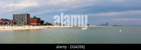 Spiaggia, Wyk, Foehr, Panorama, Scheswig-Holstein, Germania Foto Stock