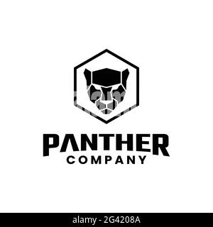 Capo del Black Jaguar Panther leopardato Leone Tiger Puma Cougar Wolf Cheetah rustico silhouette vintage retro Hipster logo Design Illustrazione Vettoriale