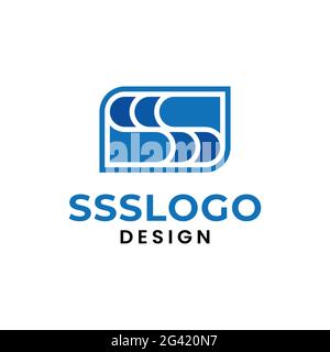 SSS iniziale della lettera del monogramma nel modello di disegno del logo di colore blu. Adatto per il marchio aziendale General Business Company, semplice, esclusivo e moderno logo Design Illustrazione Vettoriale